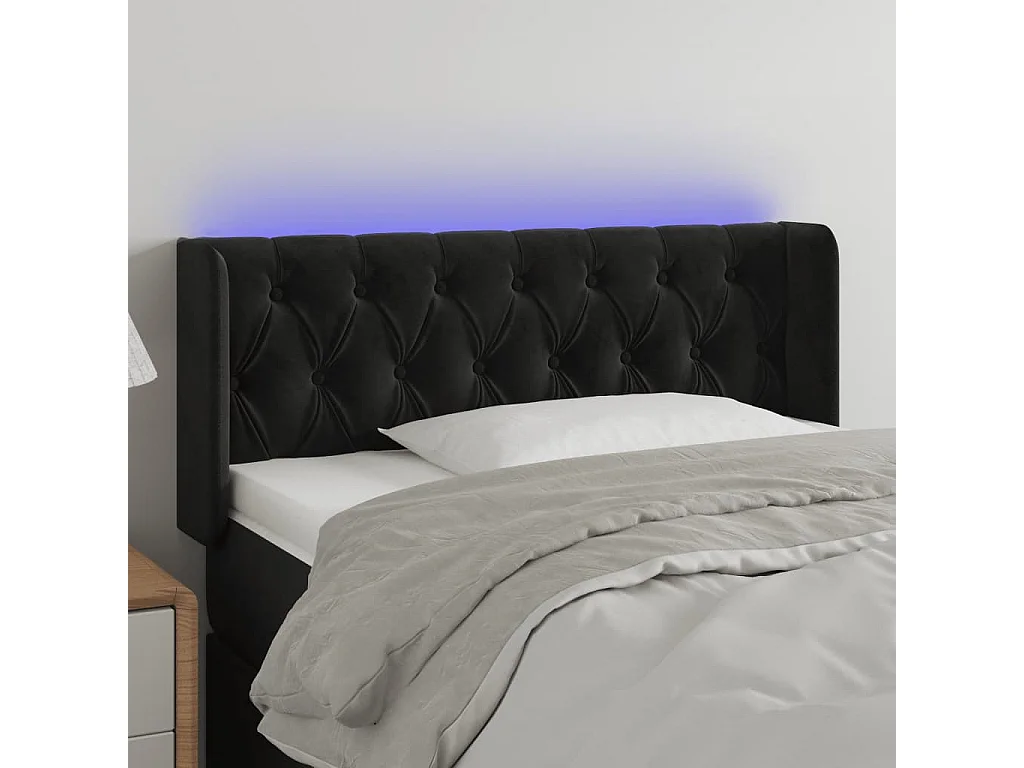 Testiera a LED Nera 103x16x78/88 cm in Velluto