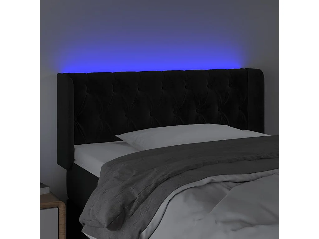 Testiera a LED Nera 103x16x78/88 cm in Velluto