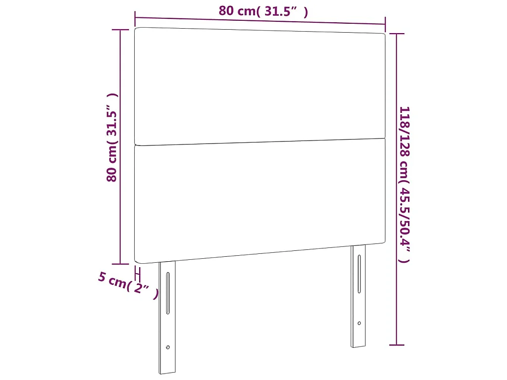 LED Kopfteil Dunkelbraun 80x5x118/128 cm Stoff