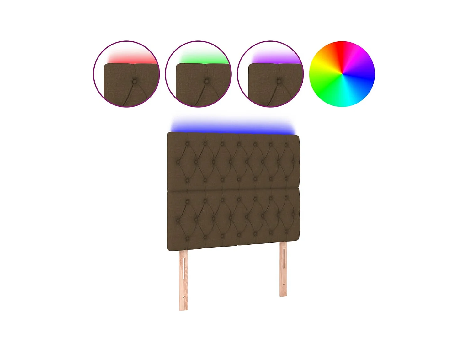 LED Kopfteil Dunkelbraun 100x7x118/128 cm Stoff