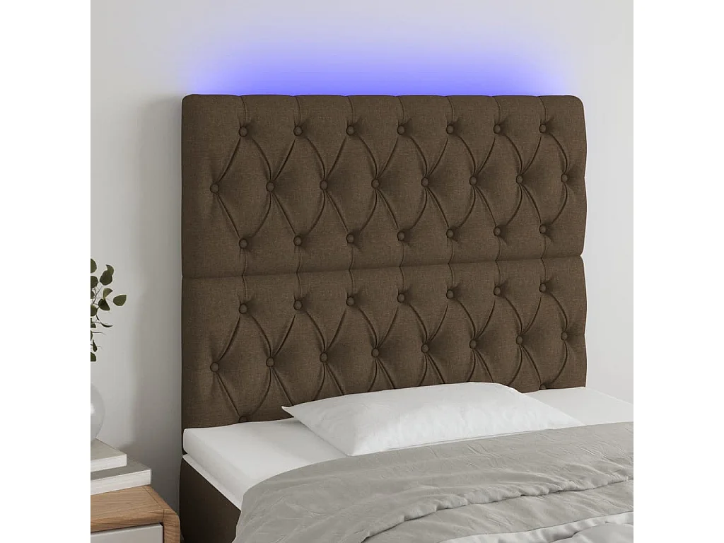 Hoofdbord LED 100x7x118/128 cm stof donkerbruin