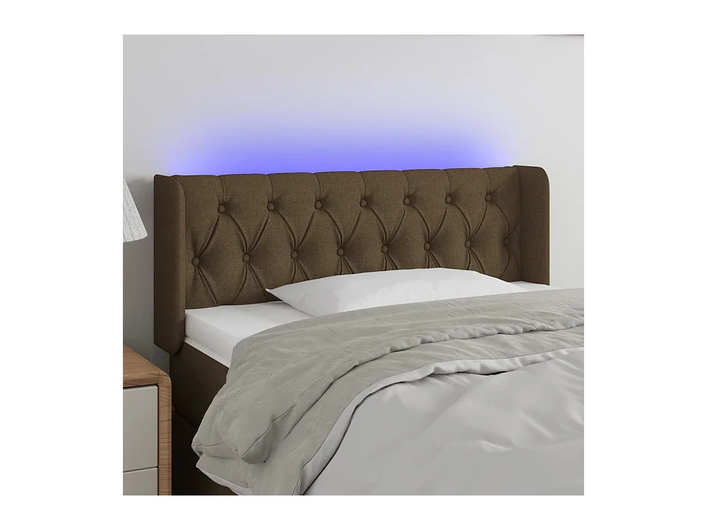 Tête de lit à LED Marron foncé 103x16x78/88 cm Tissu