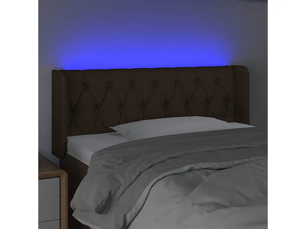 LED Kopfteil Dunkelbraun 103x16x78/88 cm Stoff