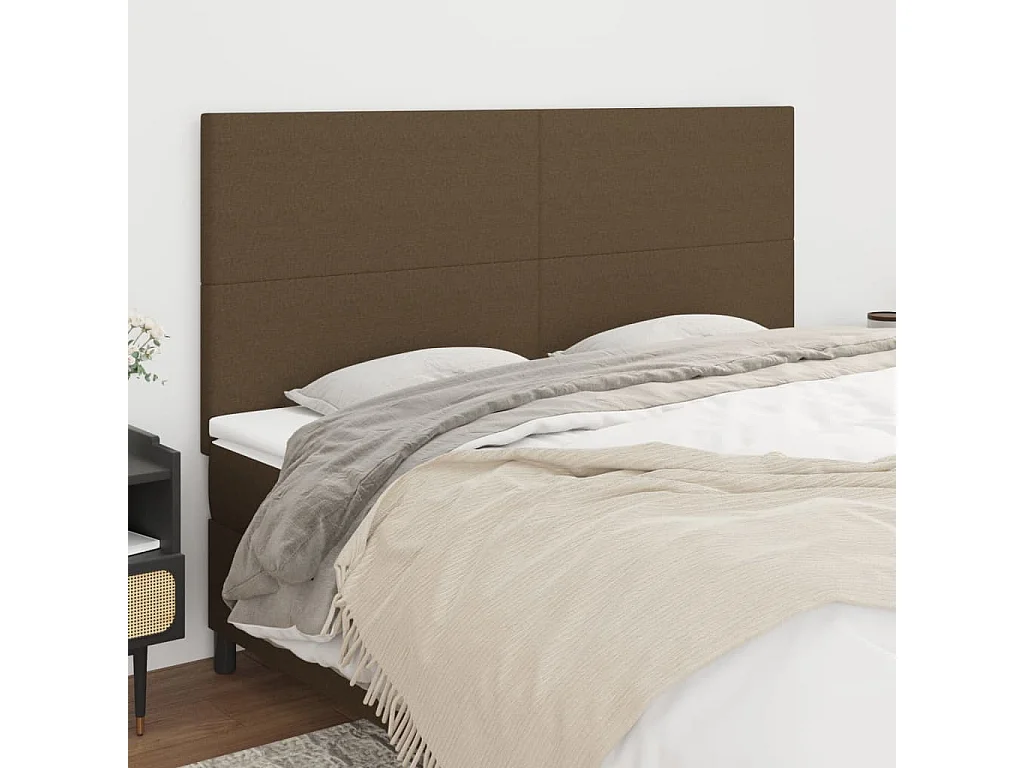 Testiera Marrone Scuro 200x5x118/128 cm Tessuto