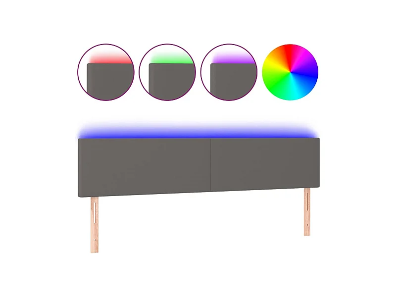 Hoofdbord LED 180x5x78/88 cm kunstleer grijs
