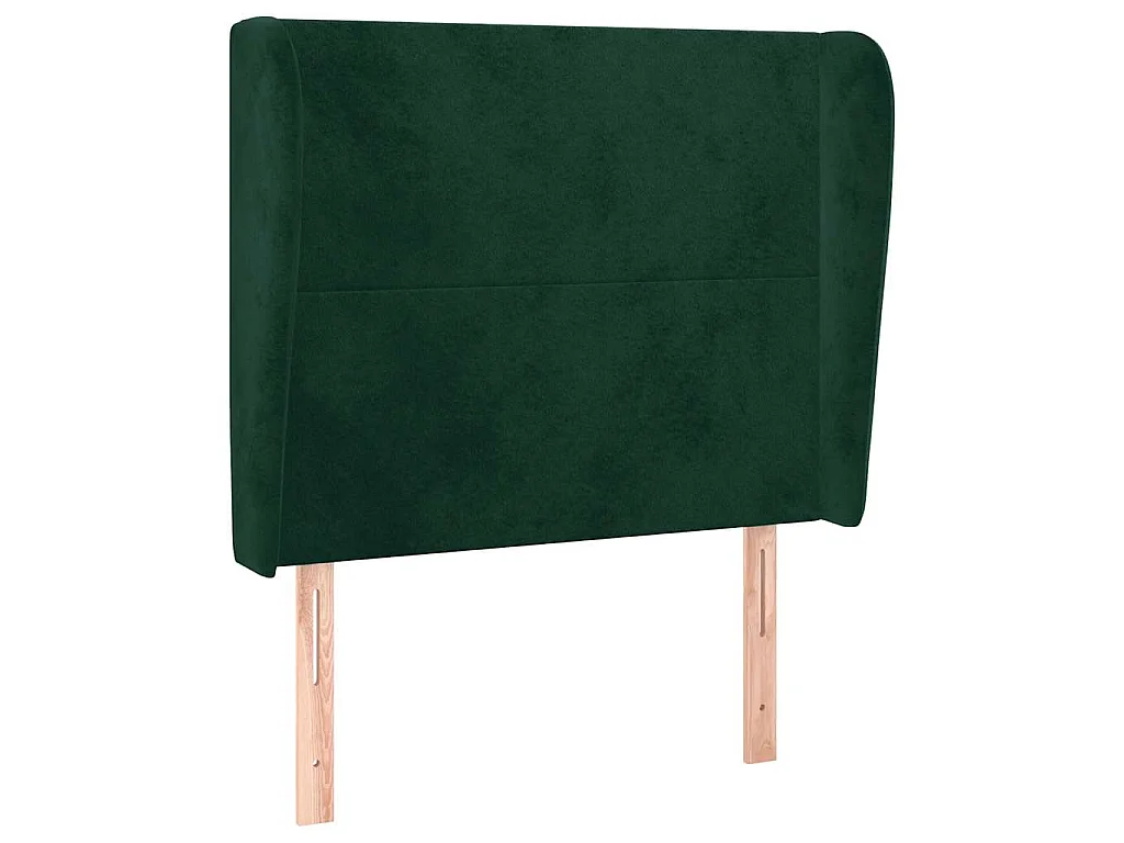Tête de lit avec oreilles Vert foncé 103x23x118/128 cm Velours