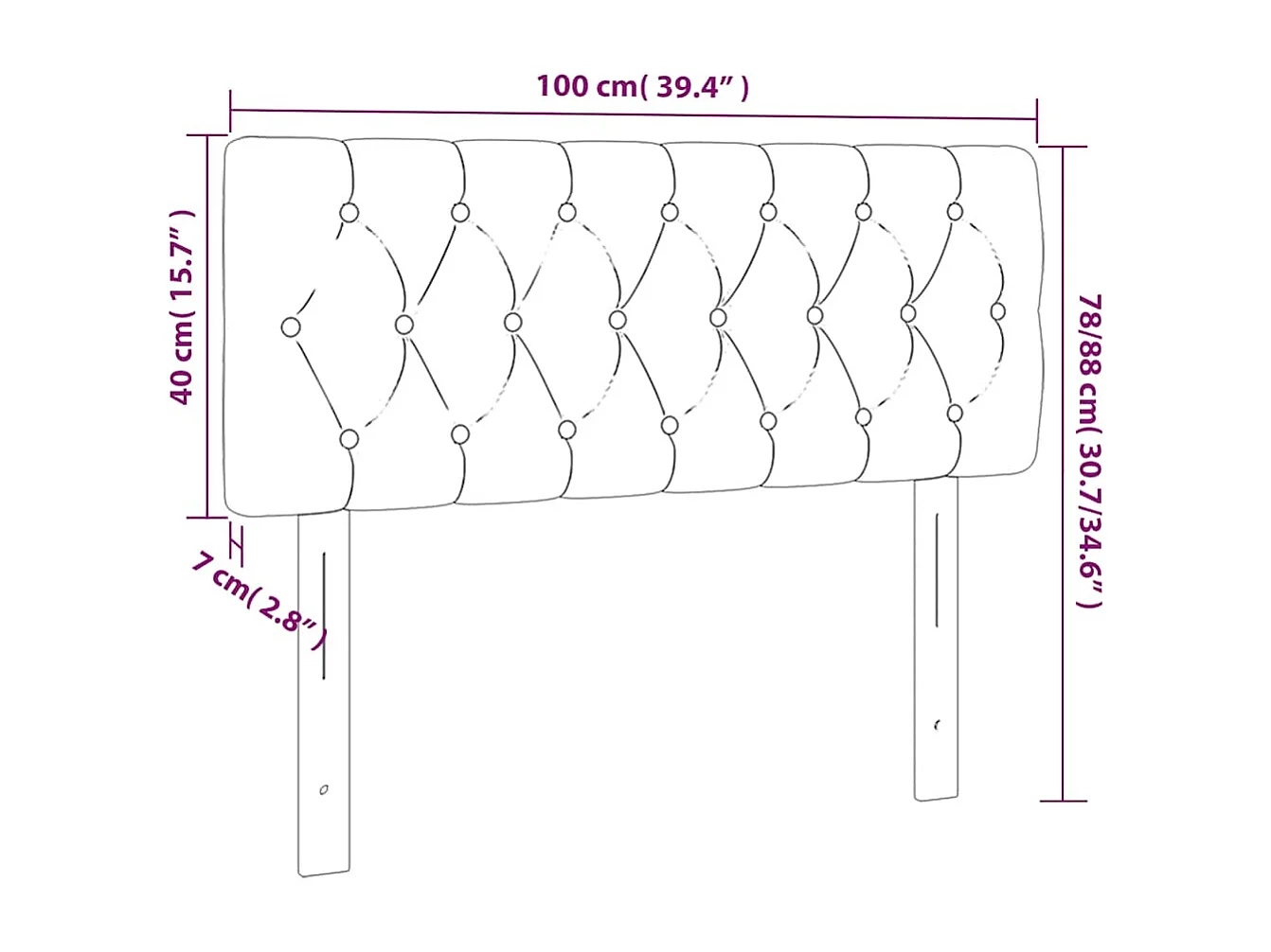 Tête de lit Vert foncé 100x7x78/88 cm Velours