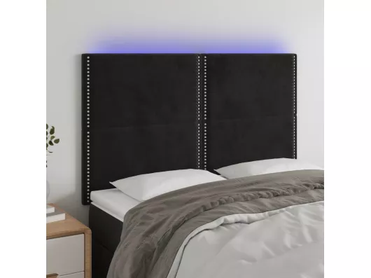 Kauf Unique LED Kopfteil Schwarz 144x5x118/128 cm Samt