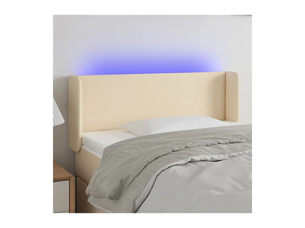 Tête de lit à LED Crème 83x16x78/88 cm Tissu