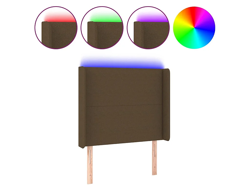 Tête de lit à LED Marron foncé 83x16x118/128 cm Tissu
