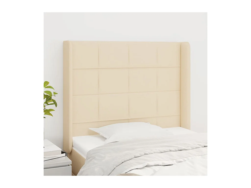 Tête de lit avec oreilles Crème 83x16x118/128 cm Tissu