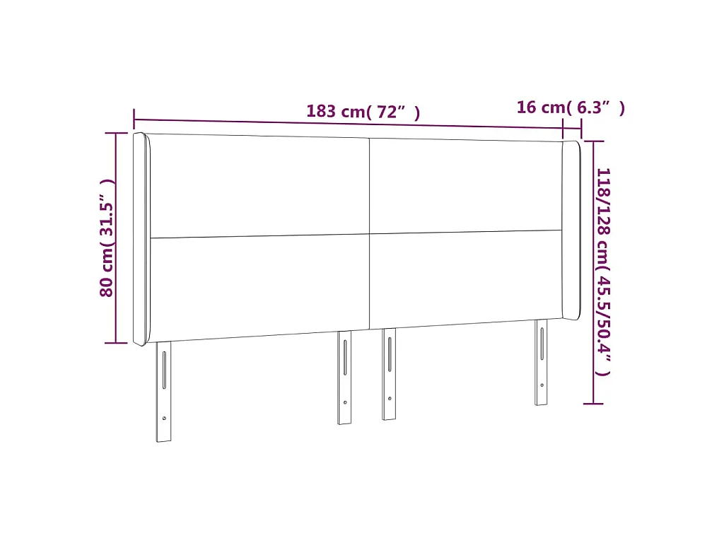 Tête de lit à LED Gris 183x16x118/128 cm Similicuir