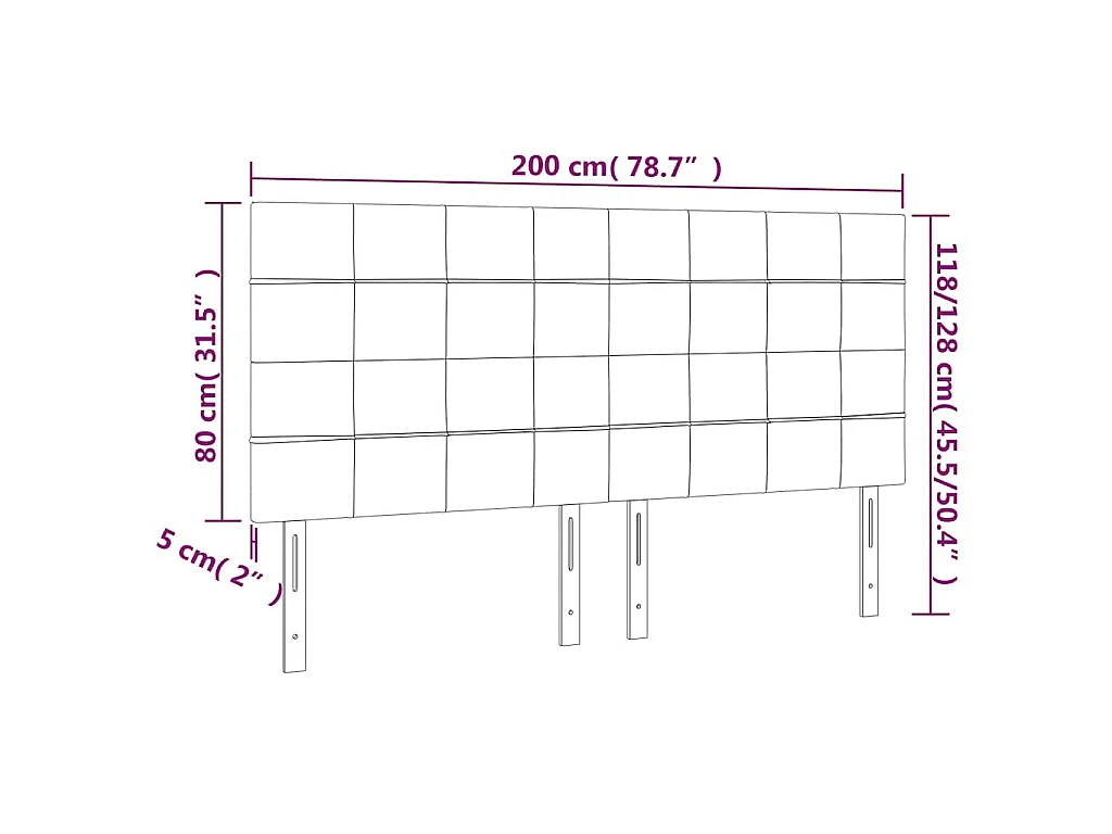 Tête de lit Crème 200x5x118/128 cm Tissu