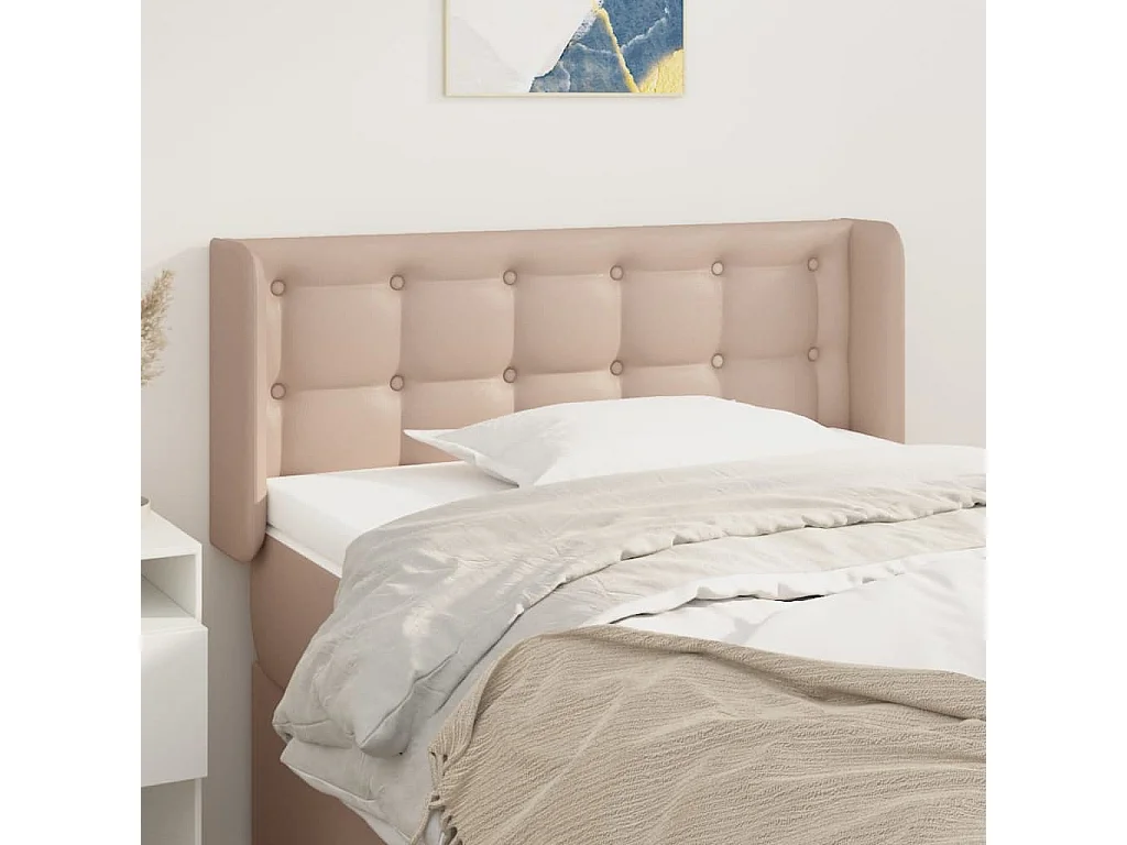 Kopfteil mit Ohren Cappuccino-Braun 103x16x78/88 cm Kunstleder