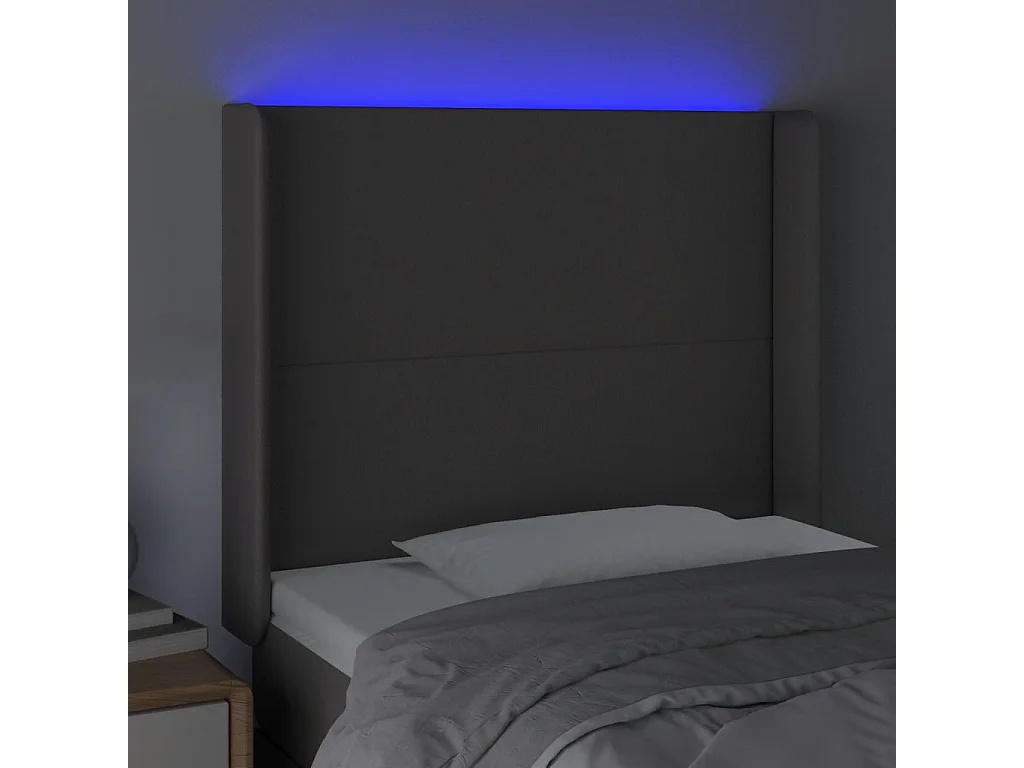 Hoofdbord LED 83x16x118/128 cm kunstleer grijs