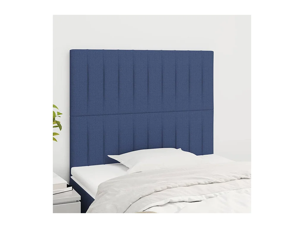 Têtes de lit 2 pcs Bleu 90x5x78/88 cm Tissu