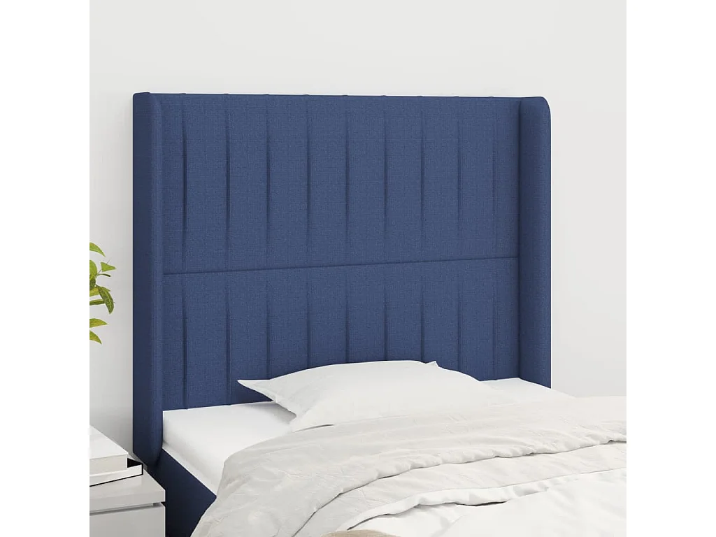 Kopfteil mit Ohren Blau 93x16x118/128 cm Stoff