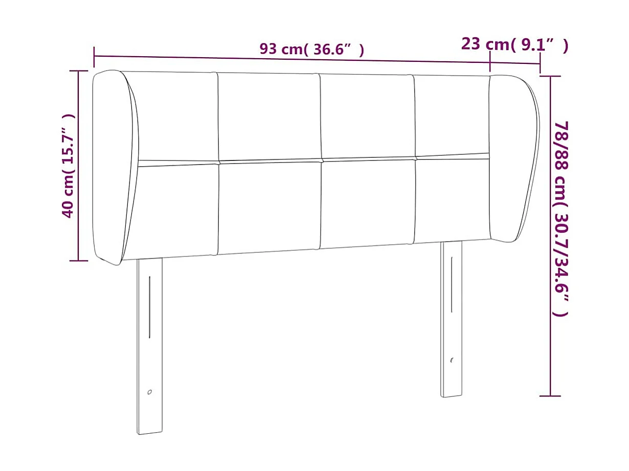 Tête de lit avec oreilles Vert foncé 93x23x78/88 cm Velours