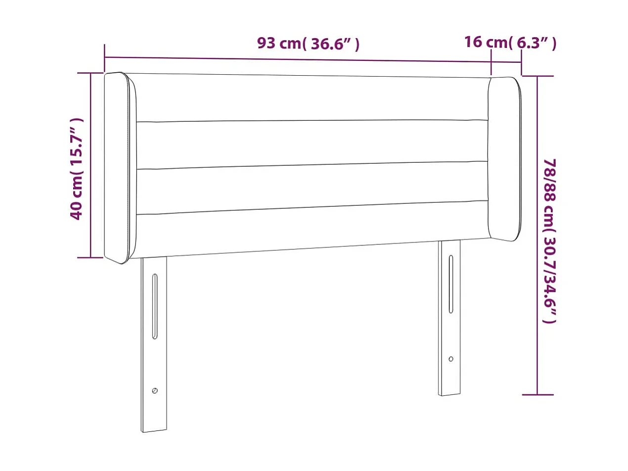 Hoofdbord met randen 93x16x78/88 cm stof donkerbruin