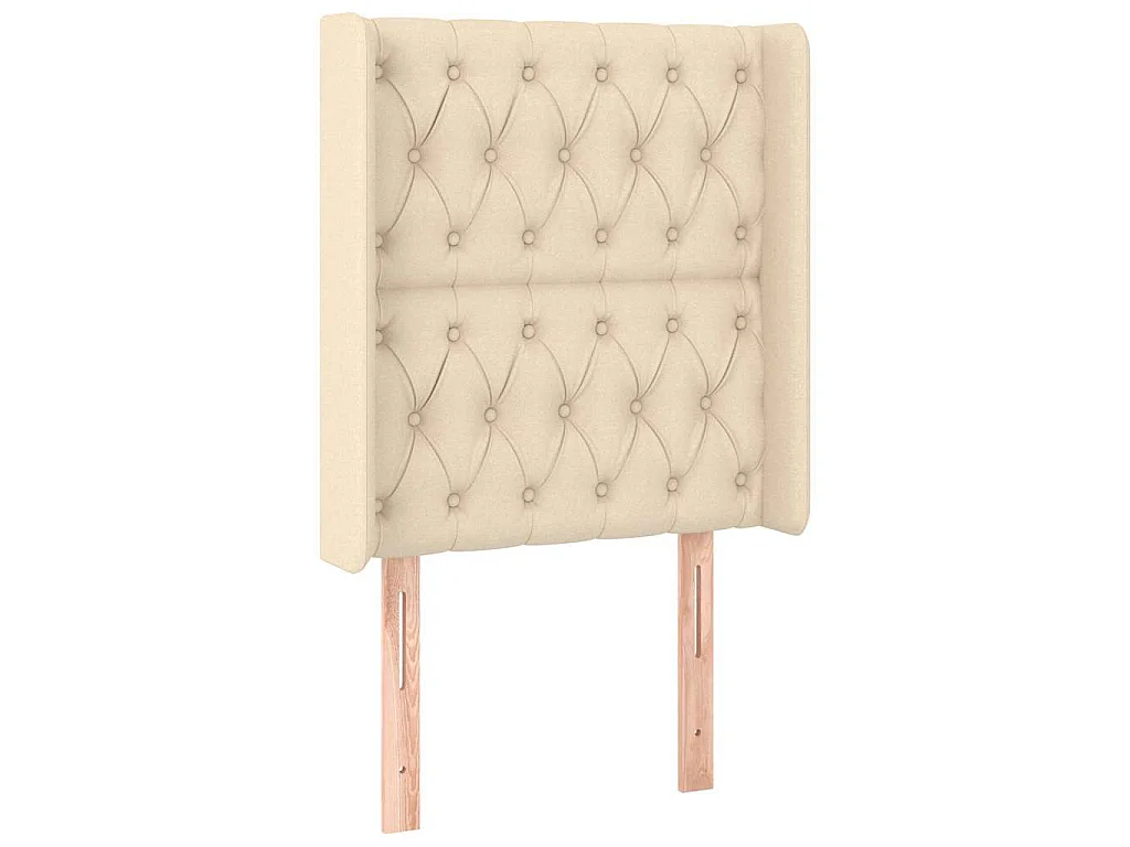 Hoofdbord met randen 83x16x118/128 cm stof crèmekleurig