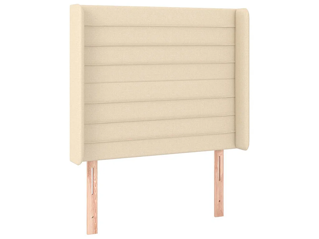 Hoofdbord met randen 93x16x118/128 cm stof crèmekleurig