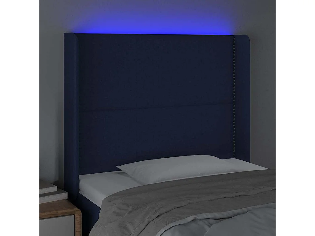 LED Kopfteil Blau 103x16x118/128 cm Stoff
