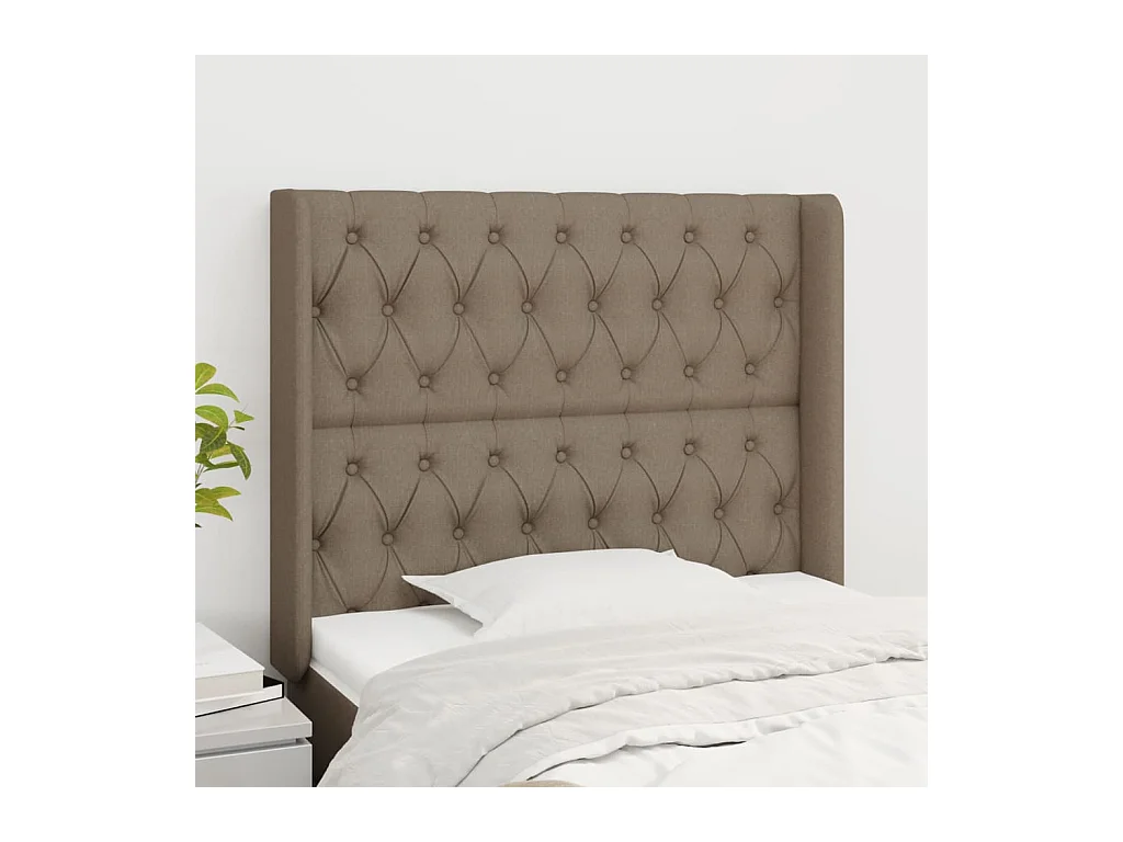 Tête de lit avec oreilles Taupe 103x16x118/128 cm Tissu