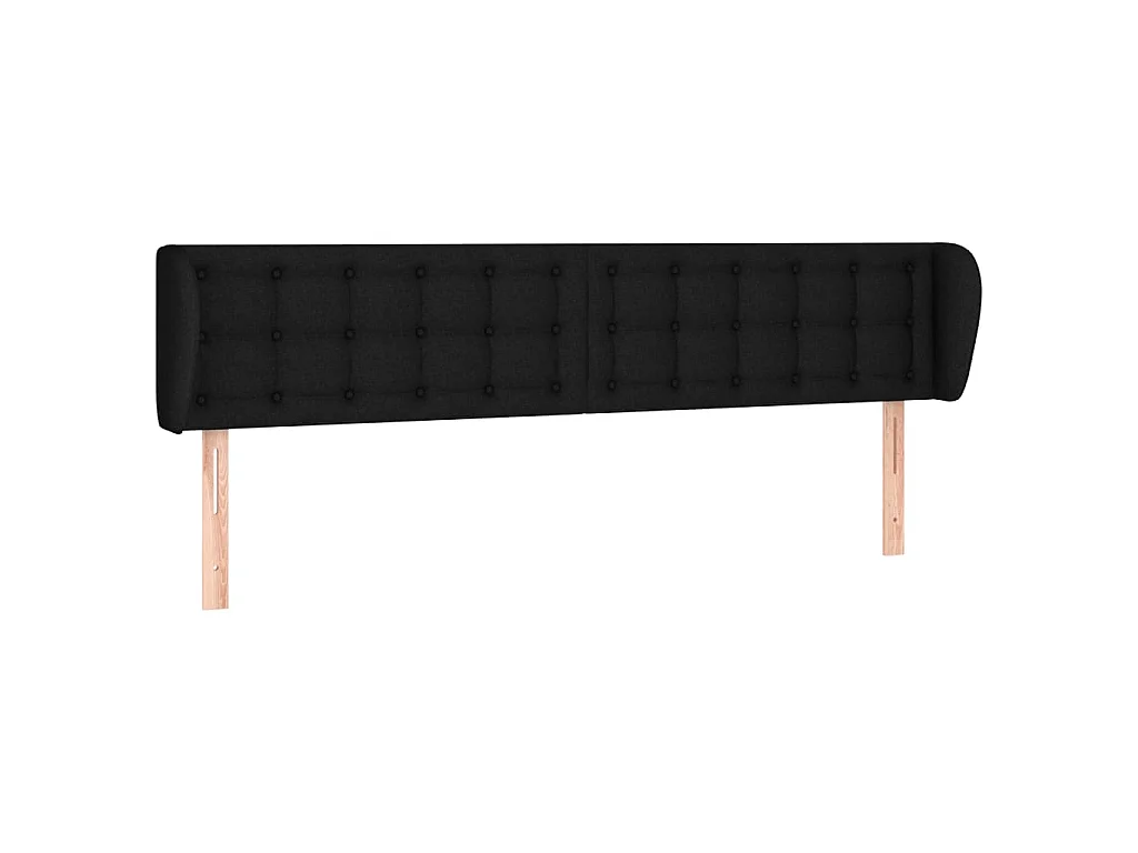 Tête de lit avec oreilles Noir 183x23x78/88 cm Tissu