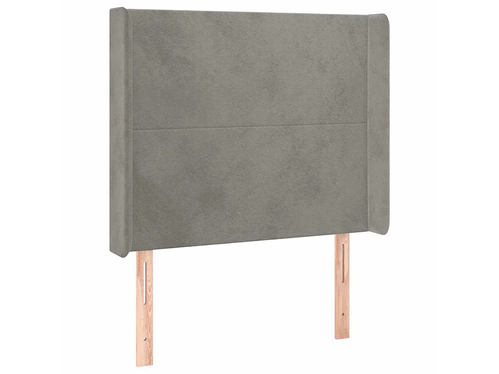 Testiera a LED Grigio Chiaro 83x16x118/128 cm in Velluto
