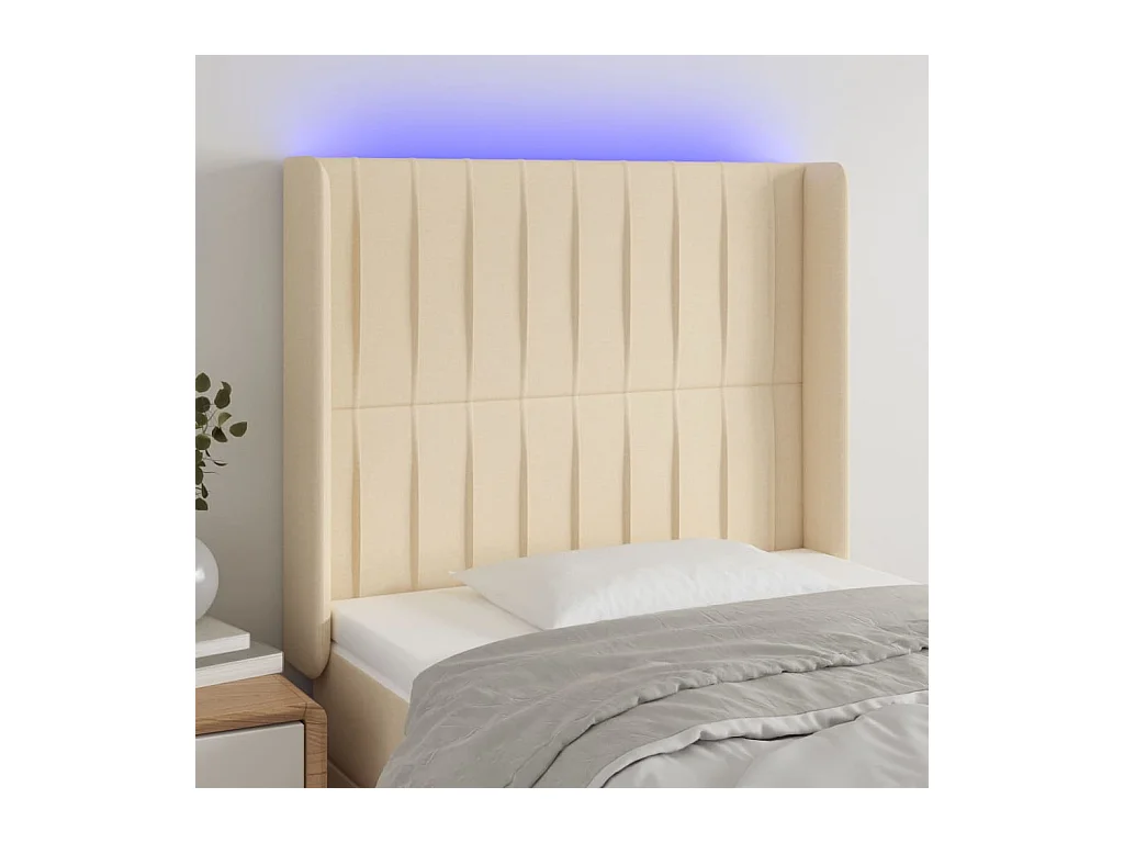 Tête de lit à LED Crème 93x16x118/128 cm Tissu
