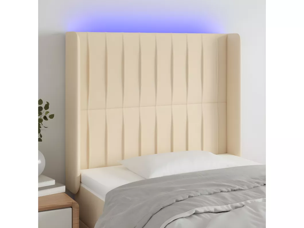 Kauf Unique LED Kopfteil Creme 93x16x118/128 cm Stoff