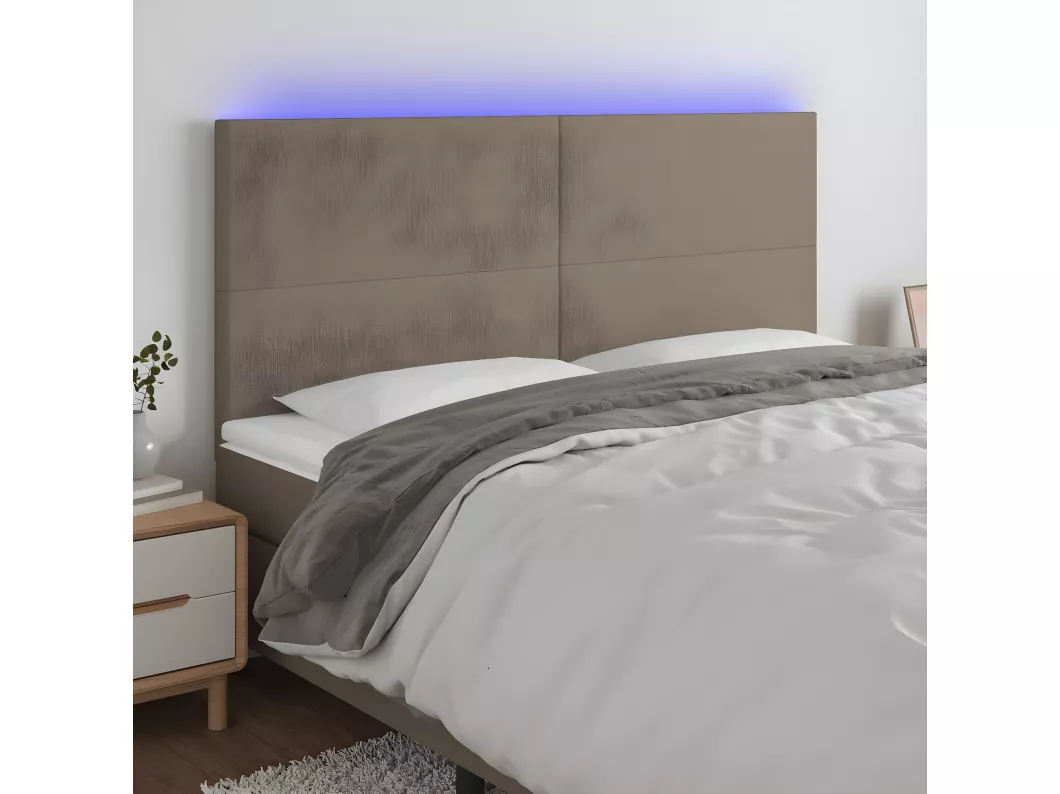 Kauf Unique LED Kopfteil Taupe 160x5x118/128 cm Stoff