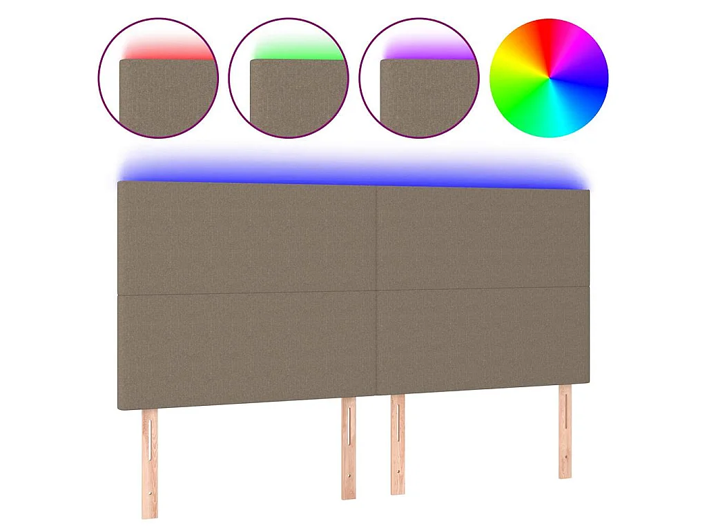 Tête de lit à LED Taupe 160x5x118/128 cm Tissu