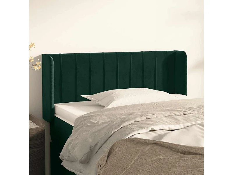 Tête de lit avec oreilles Vert foncé 83x16x78/88 cm Velours