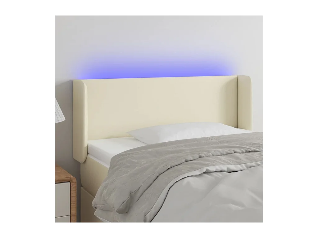 LED Kopfteil Creme 93x16x78/88 cm Kunstleder