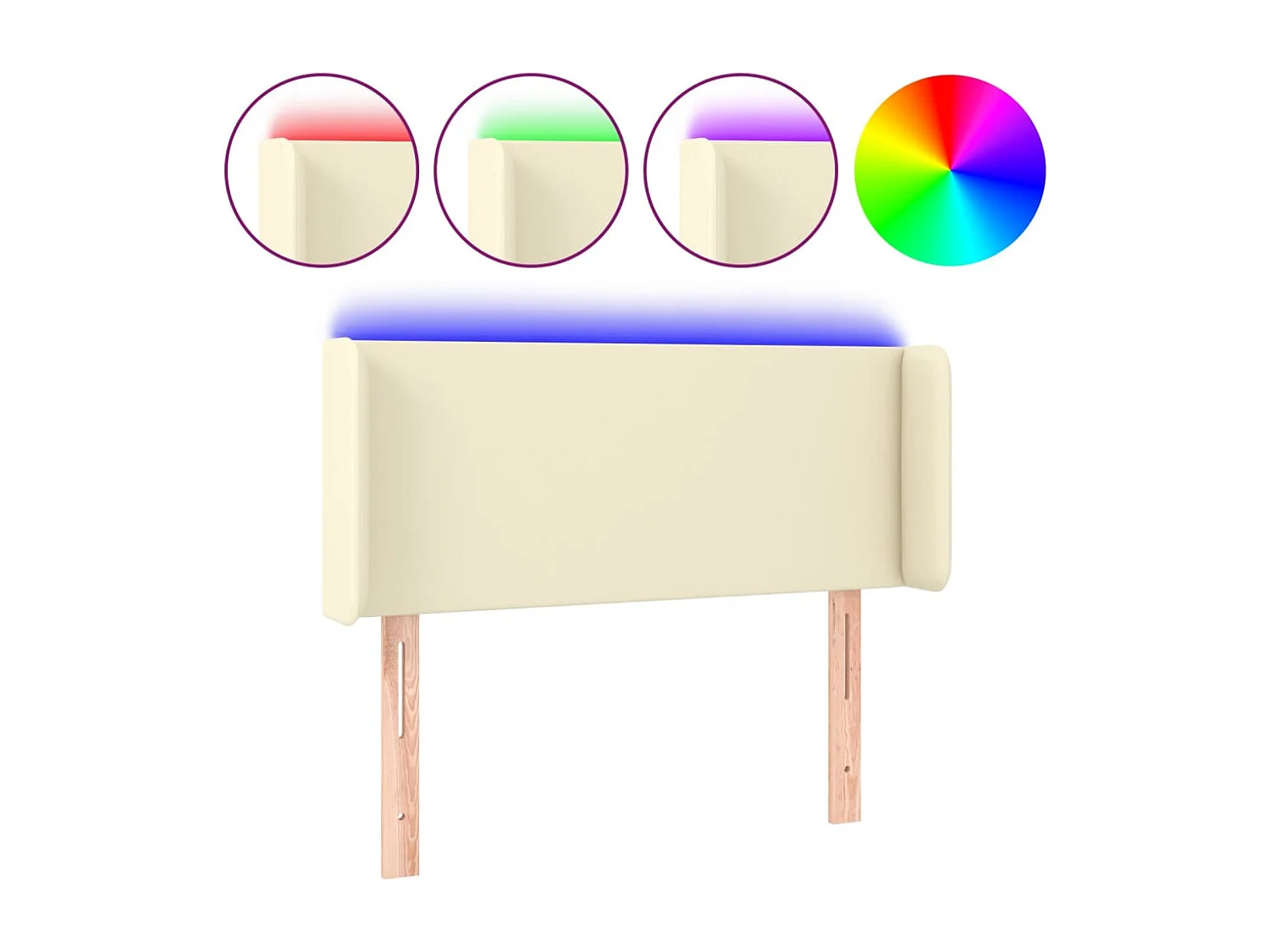 Cabeceira de cama c/ LED 93x16x78/88 cm couro artificial crème