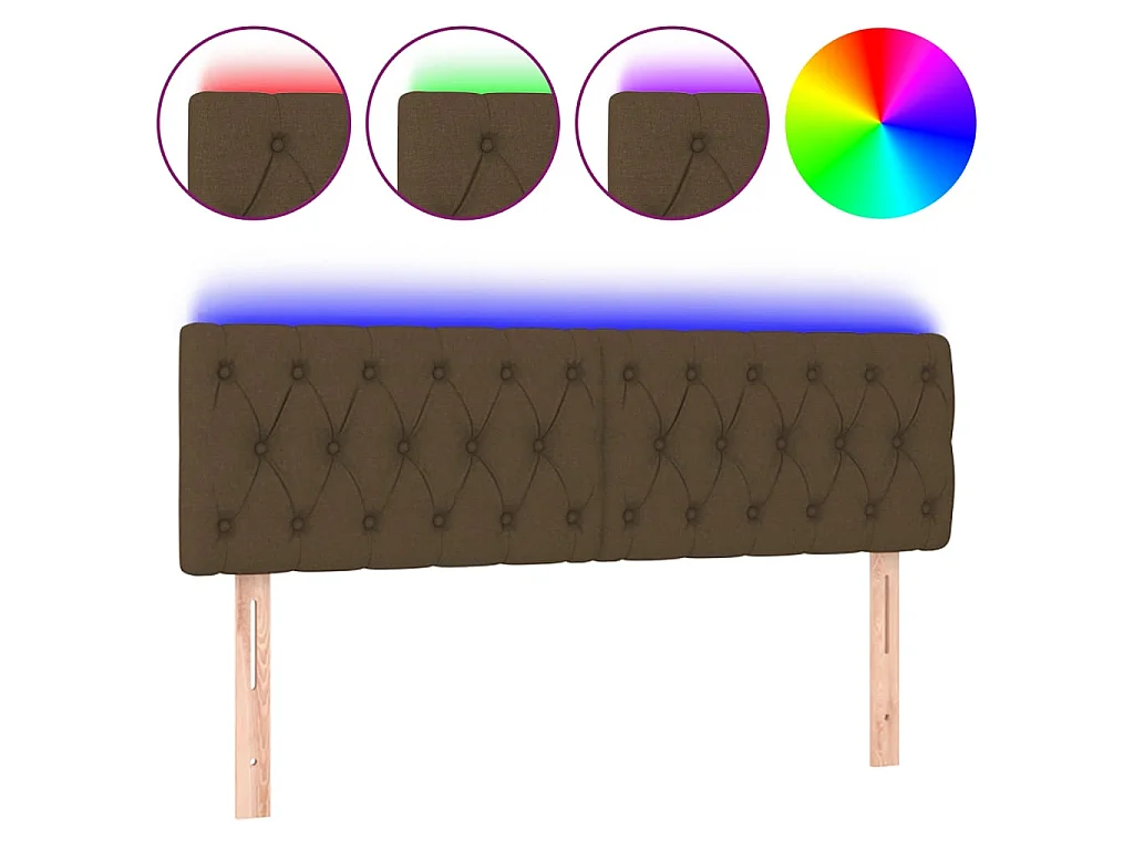 LED Kopfteil Dunkelbraun 160x7x78/88 cm Stoff
