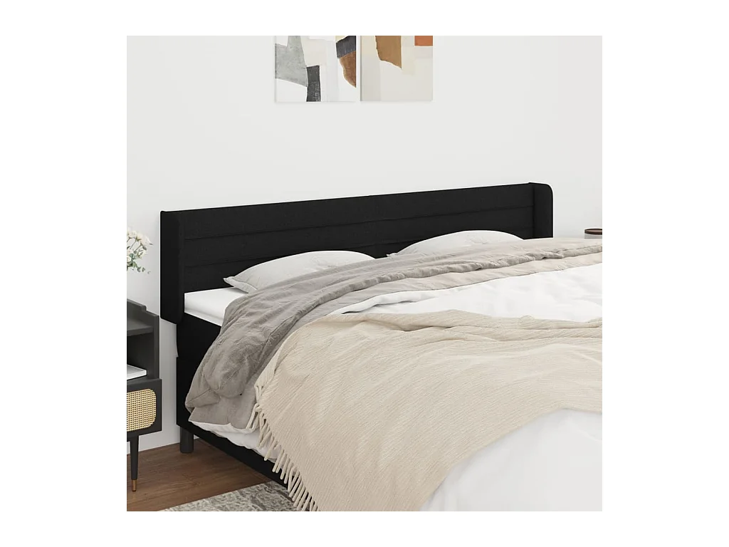 Tête de lit avec oreilles Noir 163x16x78/88 cm Tissu