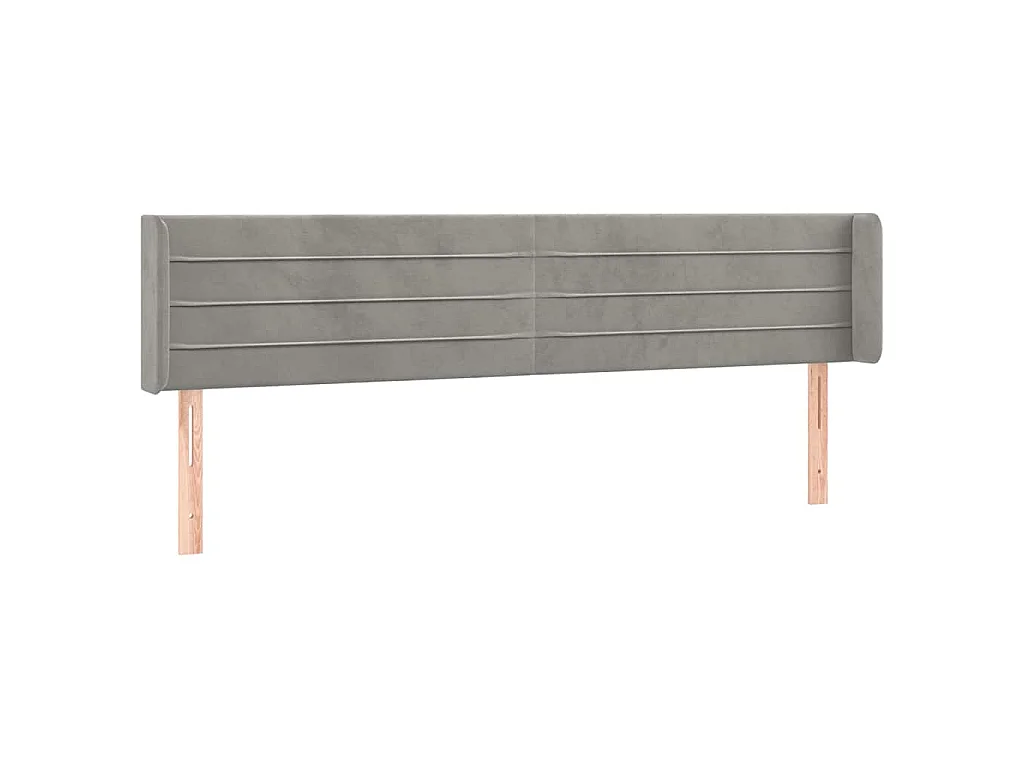 Testiera ad Orecchio Grigio Chiaro 183x16x78/88 cm in Velluto