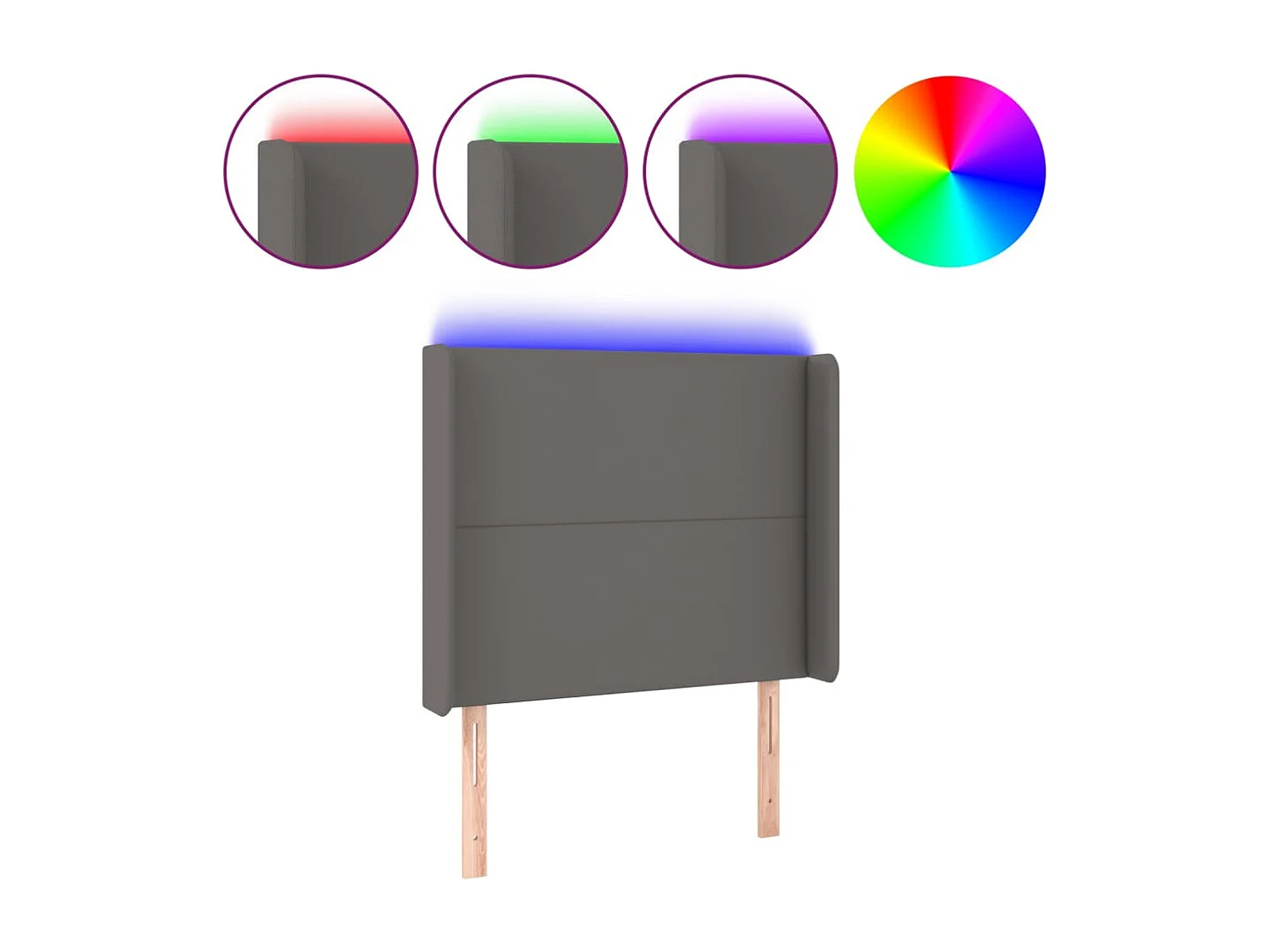 Hoofdbord LED 103x16x118/128 cm kunstleer grijs