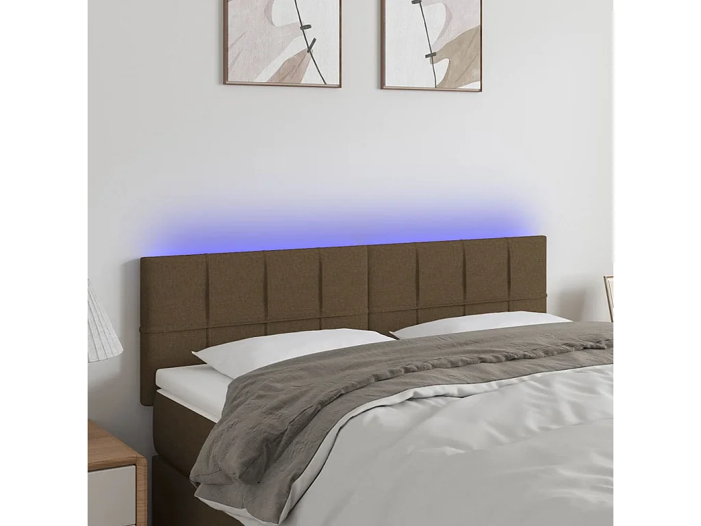 LED Kopfteil Dunkelbraun 144x5x78/88 cm Stoff
