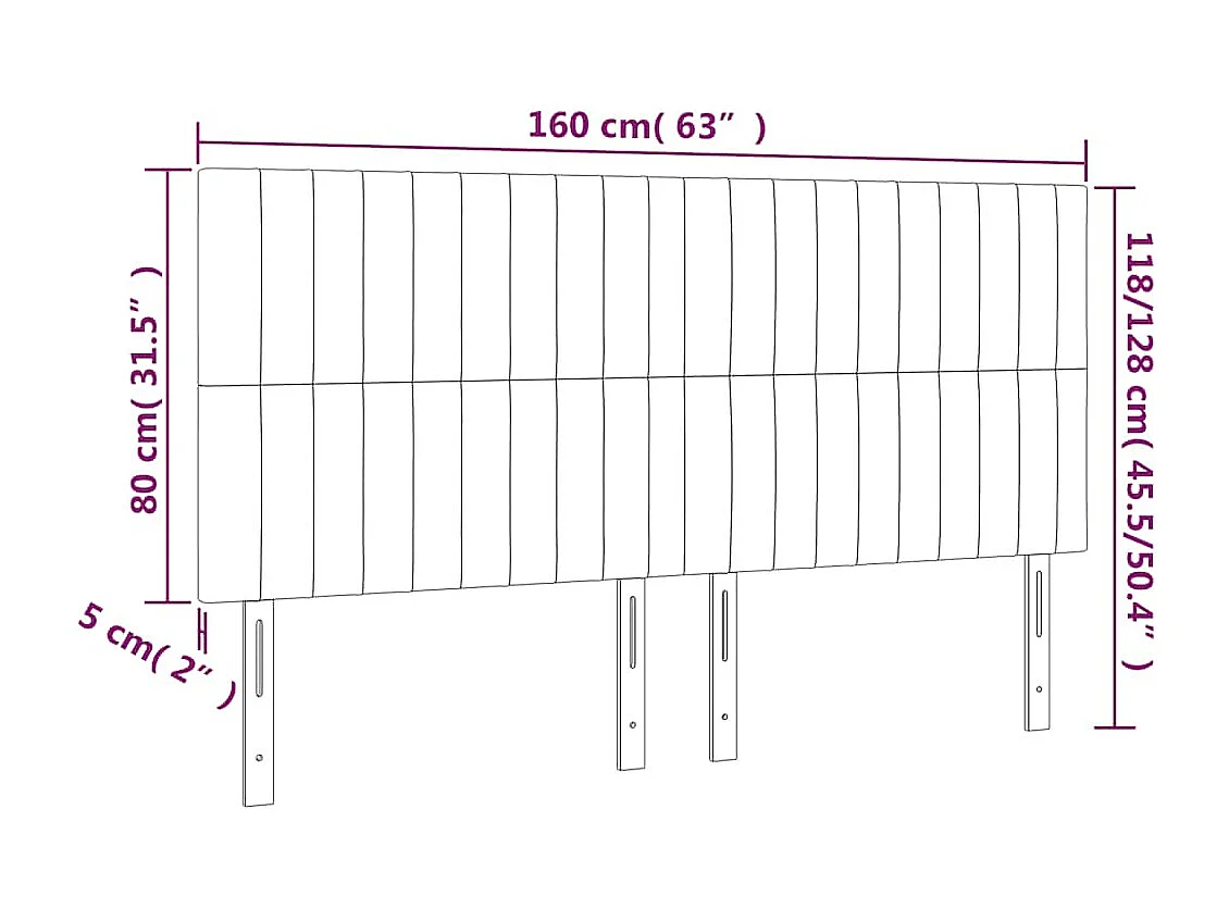 Tête de lit à LED Bleu foncé 160x5x118/128 cm Velours