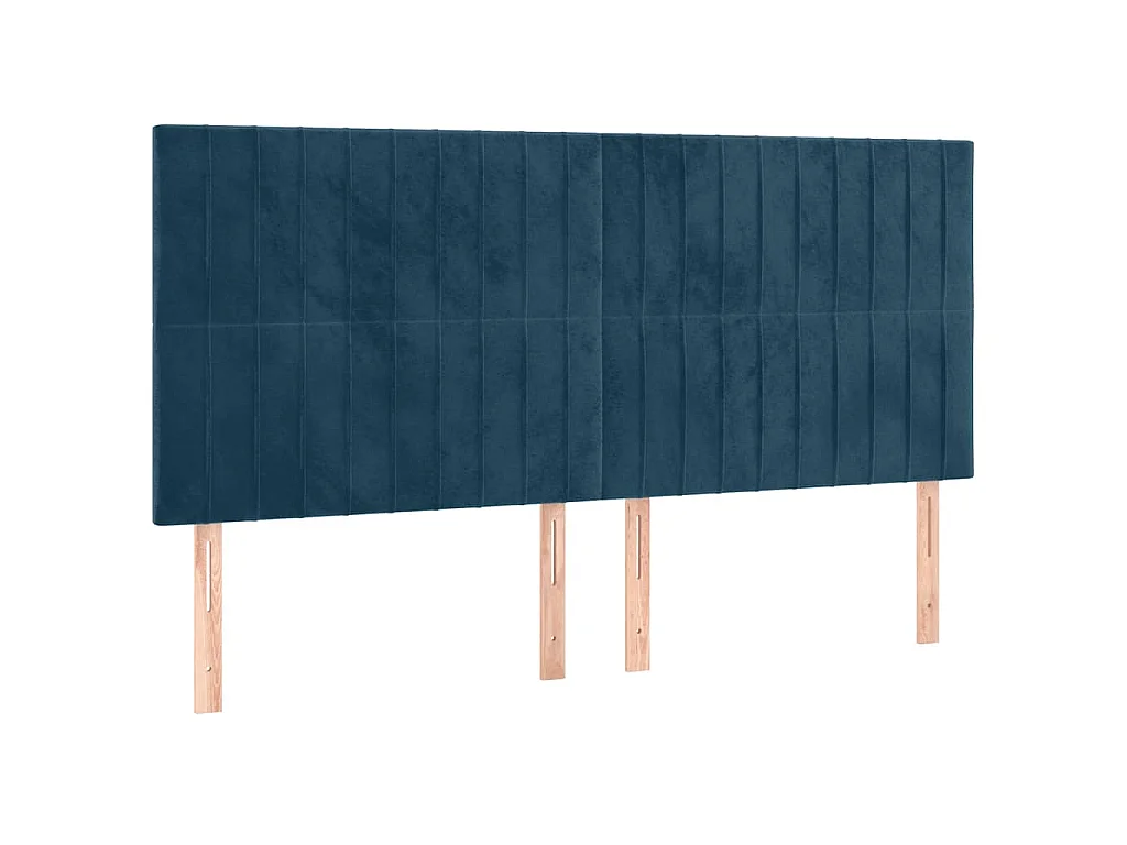 Hoofdbord LED 160x5x118/128 cm fluweel donkerblauw