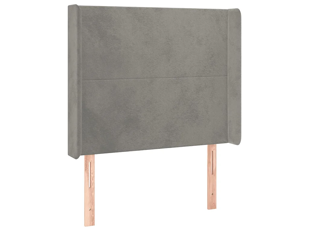 Cabecero con orejas de terciopelo gris claro 83x16x118/128 cm