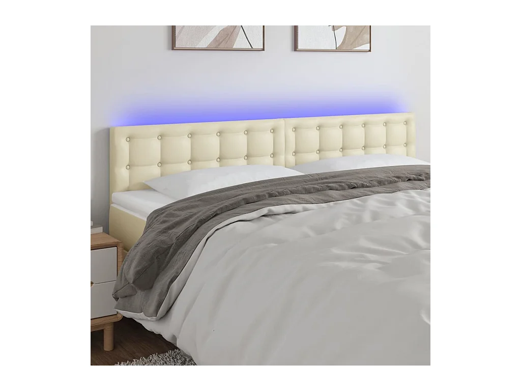 Tête de lit à LED Crème 180x5x78/88 cm Similicuir