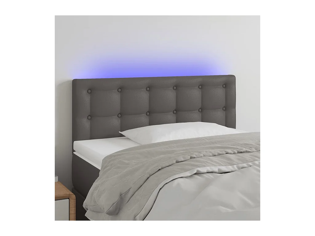 Hoofdbord LED 100x5x78/88 cm kunstleer grijs