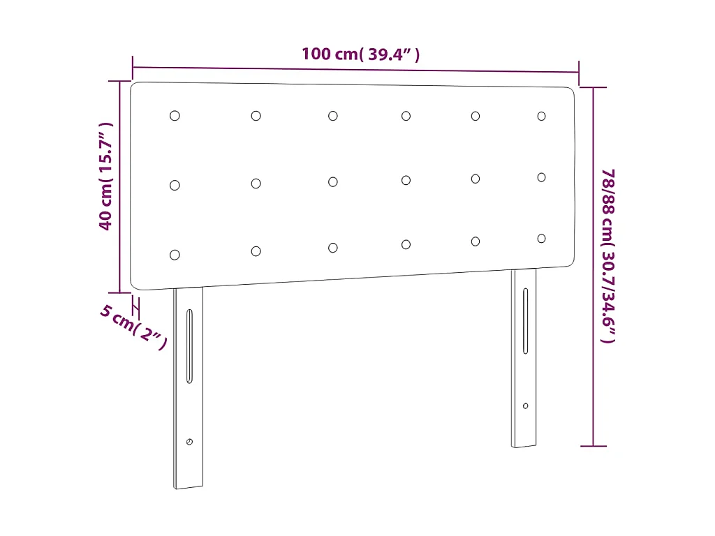 Hoofdbord LED 100x5x78/88 cm kunstleer grijs