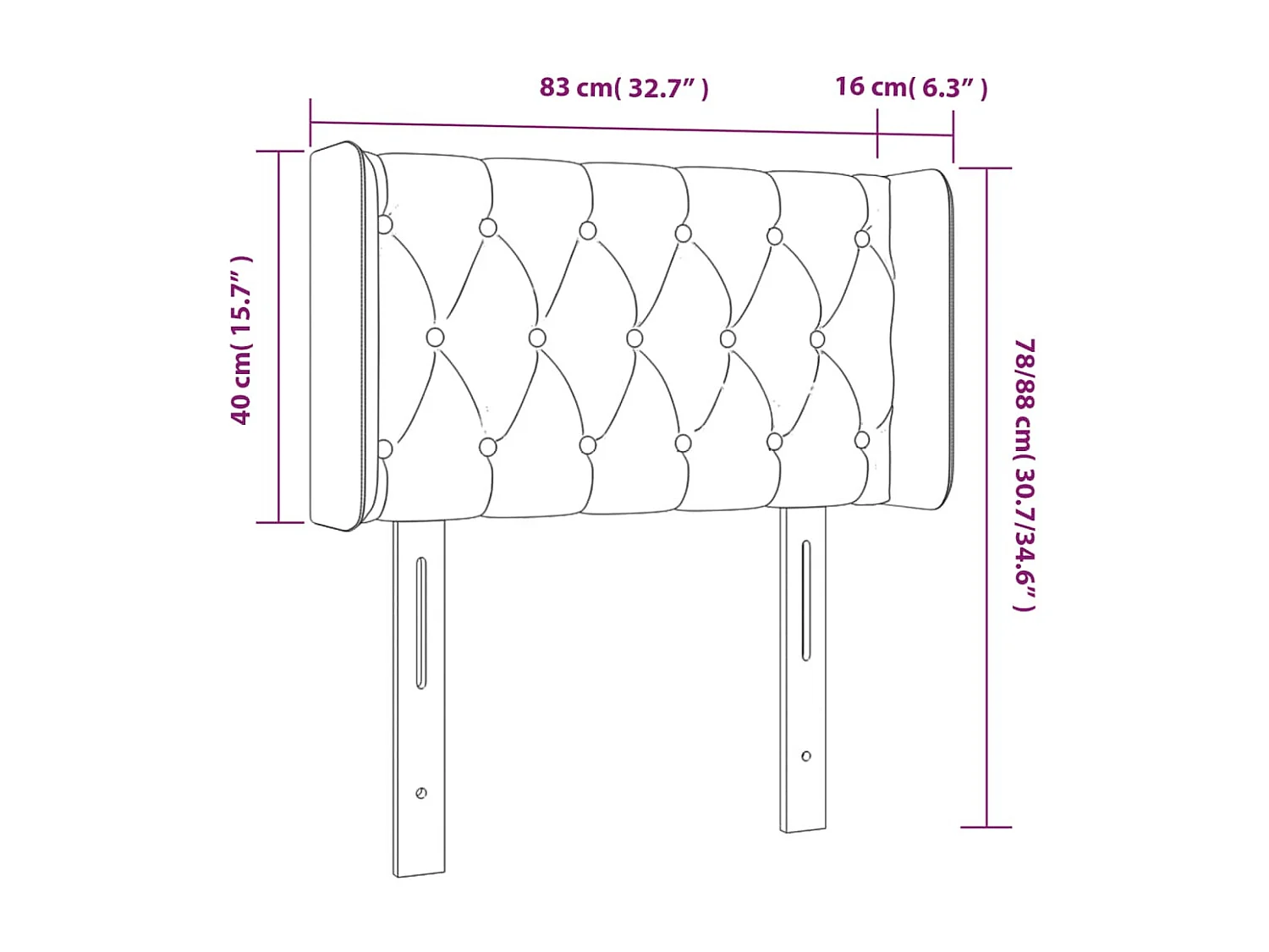 Tête de lit avec oreilles Marron Foncé 83x16x78/88 cm Tissu