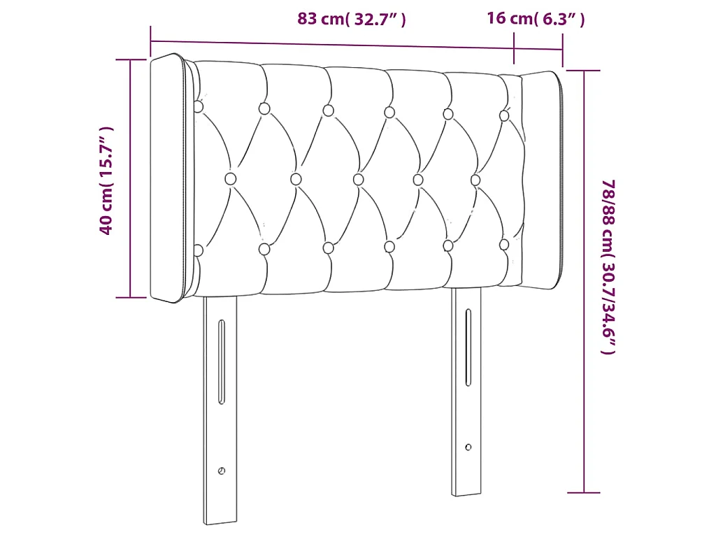 Hoofdbord met randen 83x16x78/88 cm stof donkerbruin