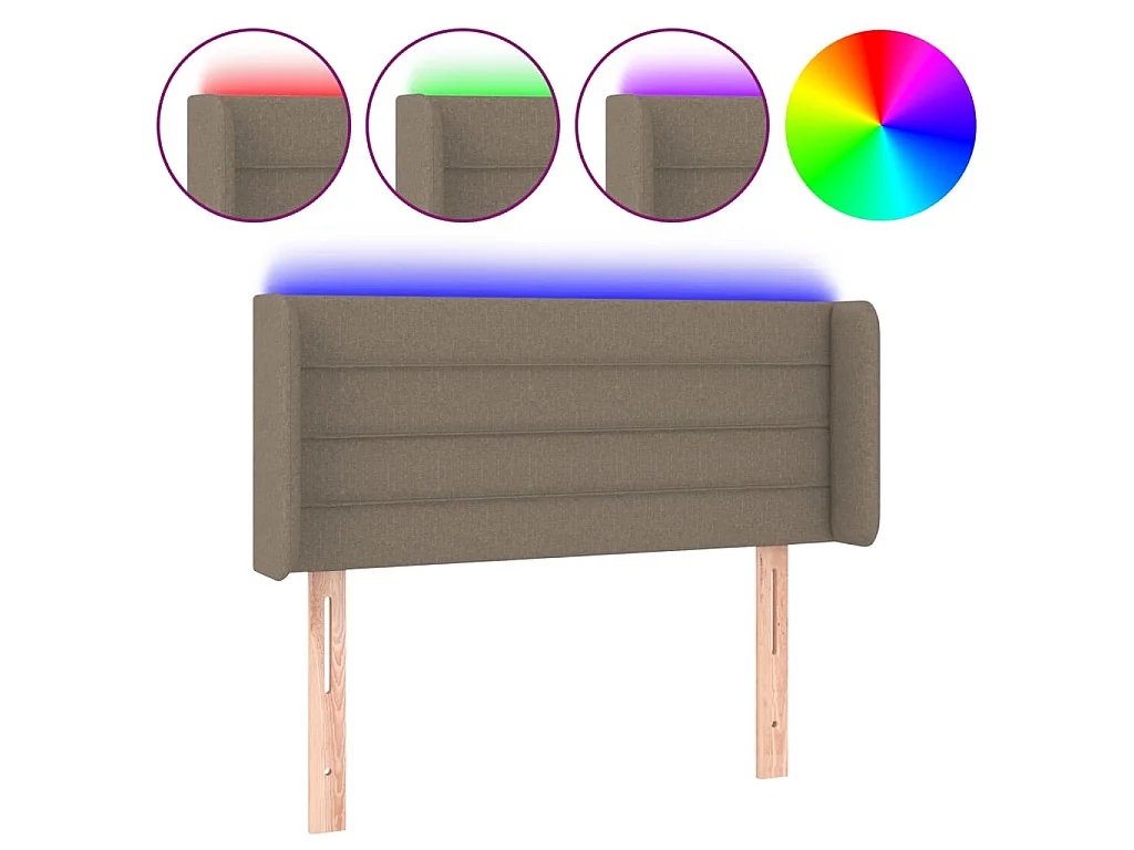 Testiera a LED Tortora 103x16x78/88 cm in Tessuto